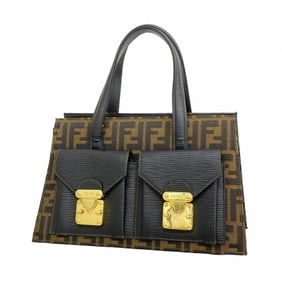 Fendi handbag Zucca nylon canvas brown black ladies