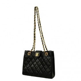 Chanel Shoulder Bag Matelasse Chain Lambskin Black Women's