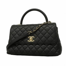 Chanel handbag Matelasse caviar skin black champagne ladies