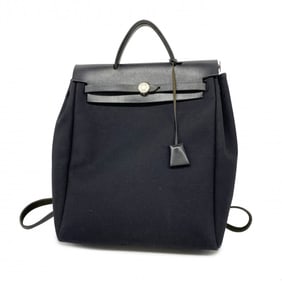 Hermes Backpack/Daypack Airbag Ad MM Toile Officier Black □D Engraved Men's Women's