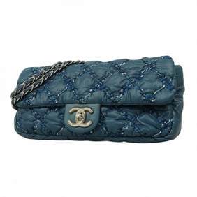 Chanel Shoulder Bag W Chain Parisian Nylon Blue Women's