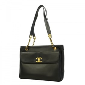 Chanel Shoulder Bag Chain Lambskin Black Women's
