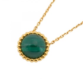 Van Cleef & Arpels Necklace Perlée Couleur K18YG Yellow Gold Malachite Green Ladies