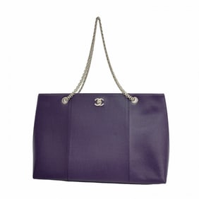 Chanel Tote Bag Chain Shoulder Caviar Skin Purple Women's