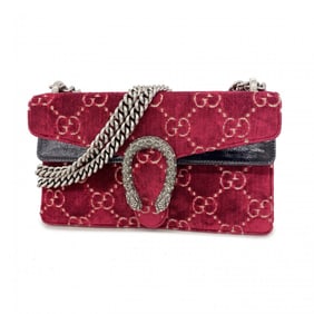 Gucci Shoulder Bag Dionysus 499623 Velour Red Black Women's