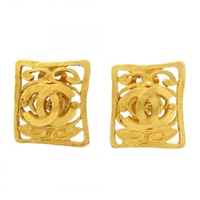 Chanel Earrings Coco Mark Square GP Plated Gold Ladies