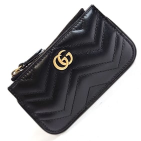 GUCCI GG Marmont Wallet/Coin Case Coin Purse 671773 Black Leather Key