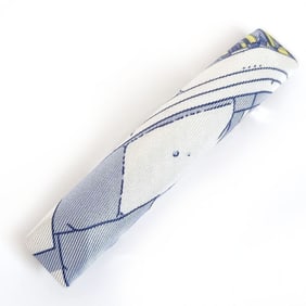 Hermes HERMES Barrette Legend of the Horse Hair Clip for Women Silk Twill Metal Blue White