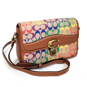 Coach COACH Signature Studio Shoulder Bag Rainbow CA099 Beige Multicolor Leather Women's