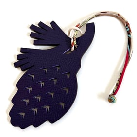 Hermes HERMES Bag Charm Petite H Pine Cone Purple Dark Brown Epson Taurillon Clemence Women's