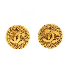 Chanel Earrings Coco Mark Circle GP Plated Gold Ladies