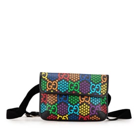 Gucci GG Psychedelic Waist Bag Body 598113 Black Multicolor PVC Leather Women's GUCCI