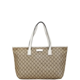 Gucci GG Supreme Handbag Tote Bag 211137 Beige White PVC Leather Women's GUCCI