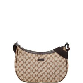 Gucci GG Canvas Shoulder Bag 122790 Brown Leather Women's GUCCI