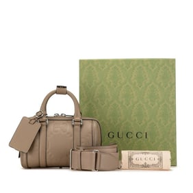 Gucci Jumbo GG Mini Duffle Handbag Shoulder Bag 725292 Beige Leather Women's GUCCI