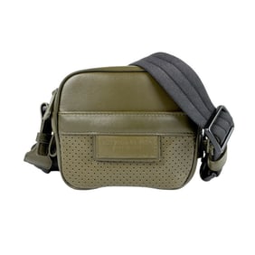 BOTTEGA VENETA Shoulder Bag Leather Canvas Khaki Black Men's z3977