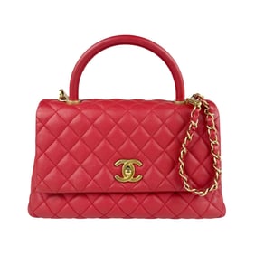 CHANEL Handbag Shoulder Bag Coco Handle 29 Caviar Skin Leather Red Gold Women's A92991 z4001