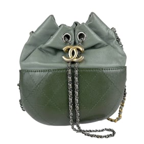 CHANEL Shoulder Bag Gabriel Leather Metal Khaki Women's z3988