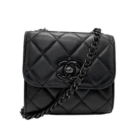 CHANEL Shoulder Bag Lambskin Black Women's n0704