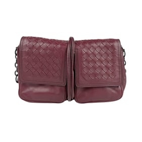 Bottega Veneta Shoulder Bag Intrecciato Leather Bordeaux Women's n1130