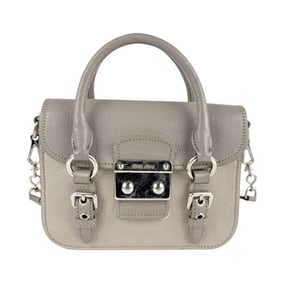 Miu Miu Miu shoulder bag handbag leather grey ladies z3967