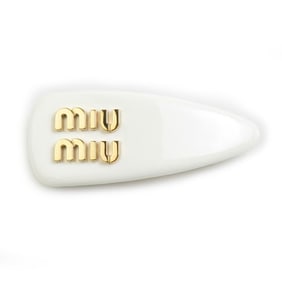 Miu Miu Miu Barrette Hair Accessory Enamel Metal Off-White Gold Women's e60083j