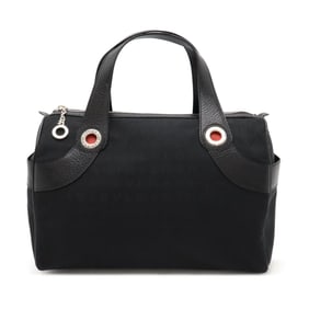 BVLGARI Bvlgari Mania Tote Bag Handbag Mini Boston Canvas Leather Black 22748