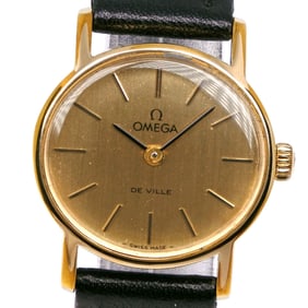 OMEGA De Ville Watch Ville/De cal.625 MD511508 Gold-plated x Leather Manual Winding Gold Dial Ladies