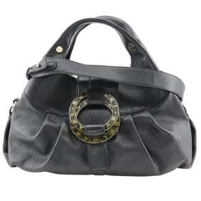 BVLGARI Chandra handbag shoulder leather black 2way A5 type ladies