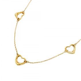 Tiffany Necklace Heart 3 Motif K18YG Yellow Gold Ladies