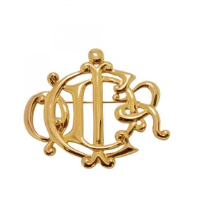 Christian Dior Brooch Emblem GP Plated Gold Ladies