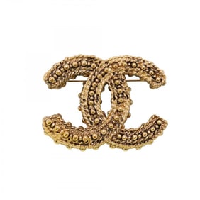 Chanel Brooch Coco Mark GP Plated Champagne Gold for Women