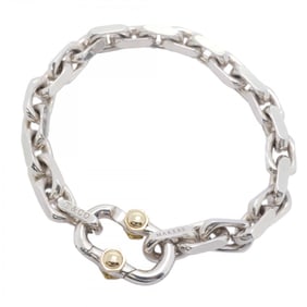 Tiffany Bracelet Makers Wide Chain K18YG Yellow Gold Silver 925 Men's Women's