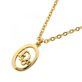 Christian Dior Necklace Oval GP Plated Gold Ladies