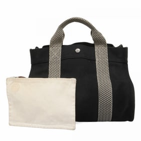 Hermes Handbag Cannes PM Canvas Black Women's