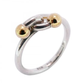 Tiffany Ring Hook & Eye K18YG Yellow Gold Silver 925 Size 9.5 Ladies