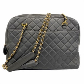 Chanel Shoulder Bag Matelasse Chain Lambskin Black Women's