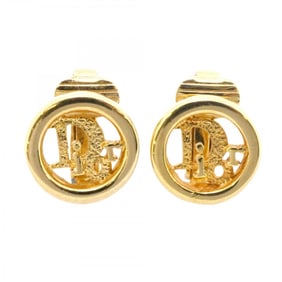 Christian Dior Earrings Circle GP Plated Gold Ladies