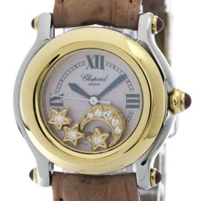 Polished CHOPARD Happy Sport Diamond 18K Gold Steel Watch 27/8246-42 BF572359