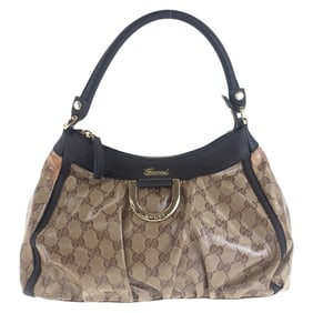 GUCCI Abby GG Crystal Beige Brown Gold Hardware Leather 265692 Shoulder Bag for Women