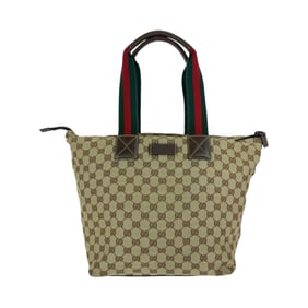 GUCCI Gucci Sherry Line Brown Red Green Soft GG Canvas 131231 Tote Bag Handbag Shoulder Women's