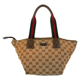 GUCCI Gucci Sherry Line Beige Brown GG Canvas Leather 131228 Tote Bag Handbag Women's