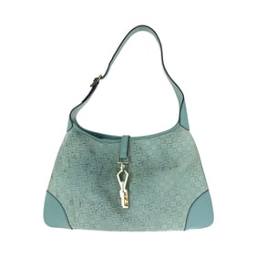 GUCCI Jackie Blue Gold Hardware GG Canvas 001 4057 Shoulder Bag Hobo Women's