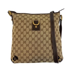 GUCCI Abby Beige Brown Gold Hardware GG Canvas Leather 131326 Shoulder Bag Messenger Women's