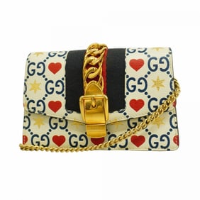 Gucci Shoulder Bag Sylvie Limited Edition 494646 Leather Multicolor White Women's