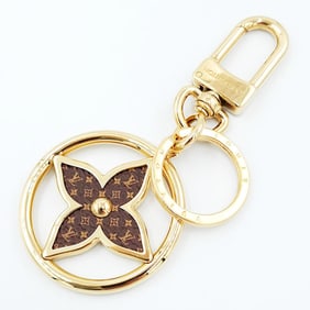 Louis Vuitton LOUISVUITTON Porte-Clé LV Treasured M01207 Gold Brown Metal Monogram Canvas