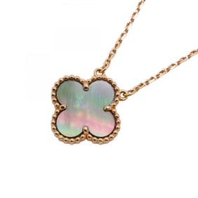 Van Cleef & Arpels Necklace Alhambra K18PG Pink Gold Grey Mother of Pearl Ladies
