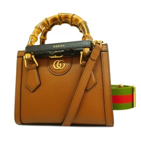 Gucci Bamboo Diana Handbag 702732 Leather Brown Women's