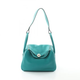 Hermes Lindy 26 Shoulder Bag, Taurillon Clemence, Women's, Green, H073428CK