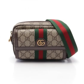 Gucci Ophidia GG Supreme Sherry Line Shoulder Bag, Coated Canvas, Leather, Women's, Beige, Brown,